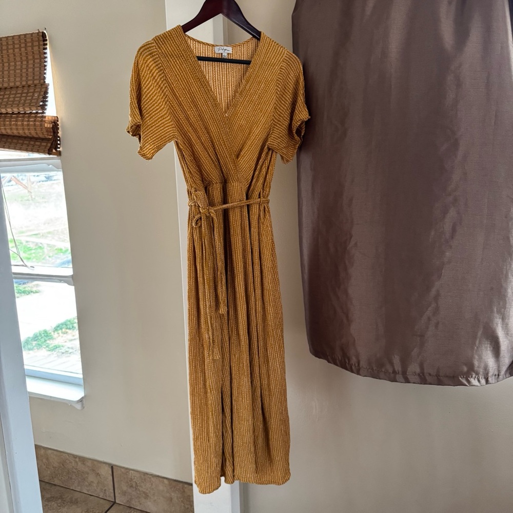 Mustard Ribbed Maxi Wrap Dress